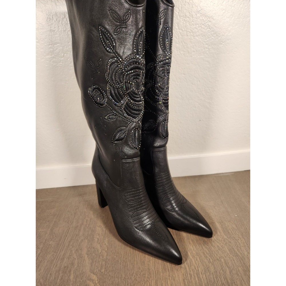 DanielXDiamond Acadia Embroidered Western Boot Snip Toe BLACK 9 Daniel X Diamond